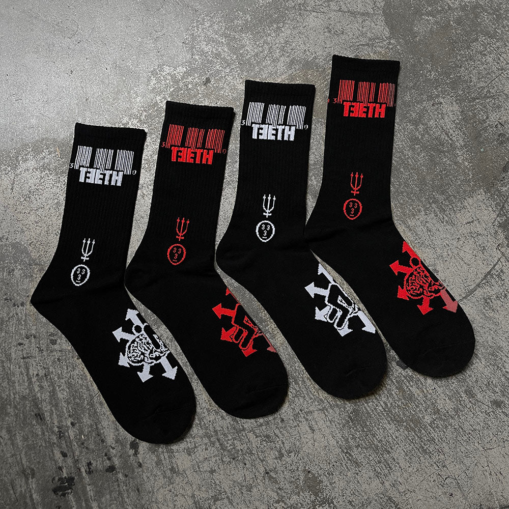 3teeth socks, occult symbolism industrial music alexis mincolla, metal merch, metal merchandis, 3teeth music